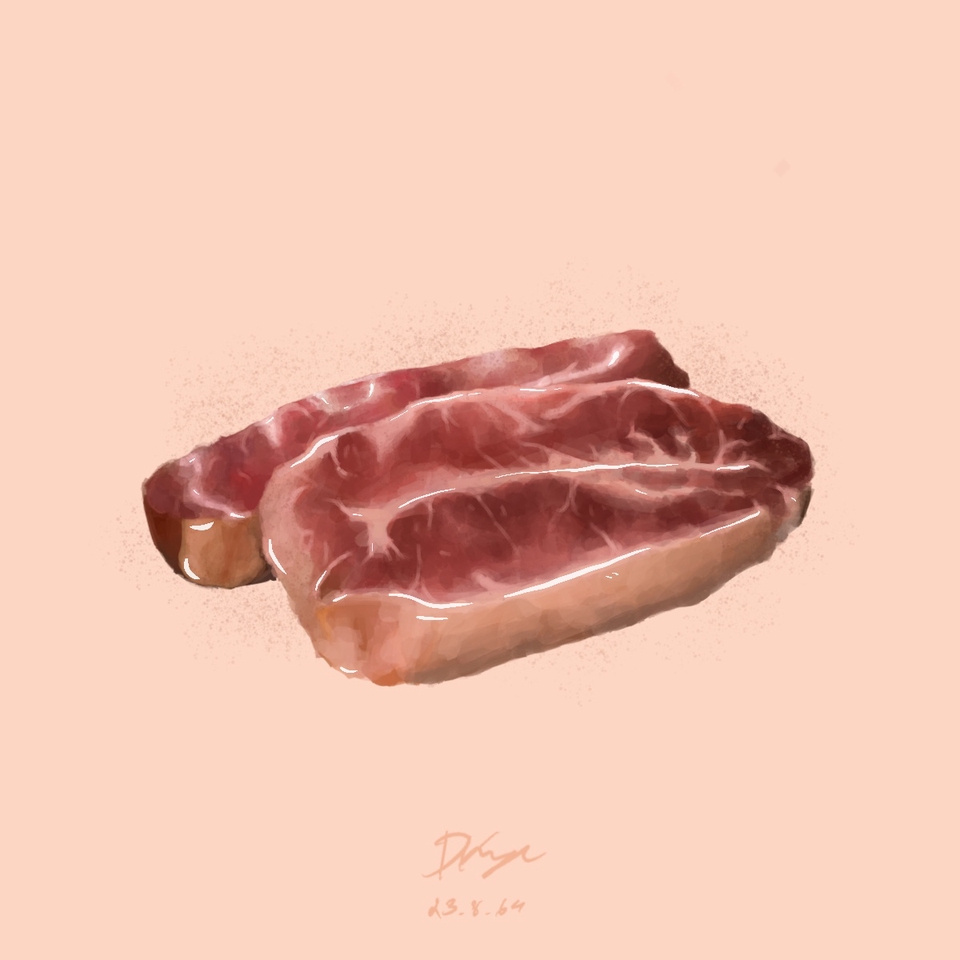 รับวาดภาพประกอบ เนื้อสเต็ก ภาพวาดดิจิตอลเพ้นท์