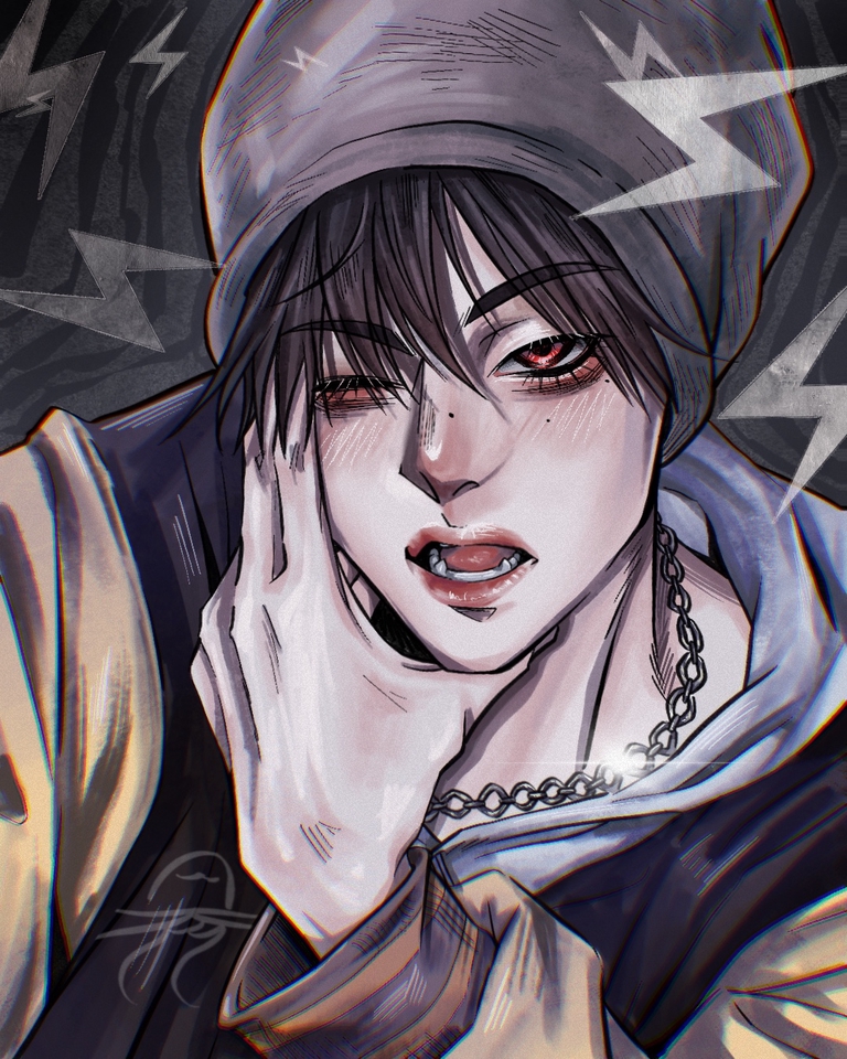 วาดภาพประกอบดิจิตอลเพ้นท์ชายหนุ่มสไตล์วัยรุ่น