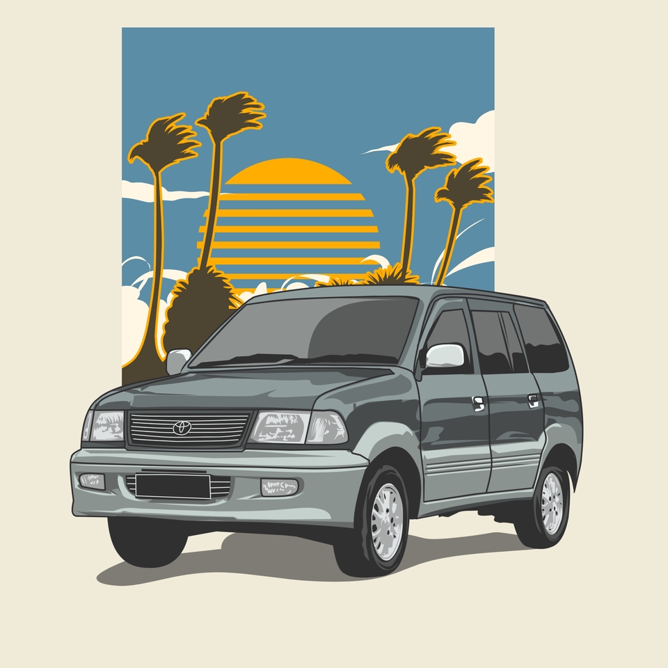 Gambar dan Ilustrasi - Desain Gambar Ilustrasi Kendaraan Dengan Gaya Vintage/Retro - 3