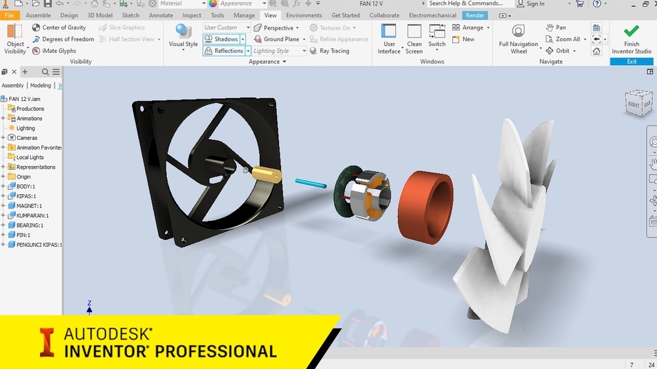 CAD Drawing - Video Animasi 3D Presentasi Perakitan Produk Part Rendering AutoCad Inventor - 1