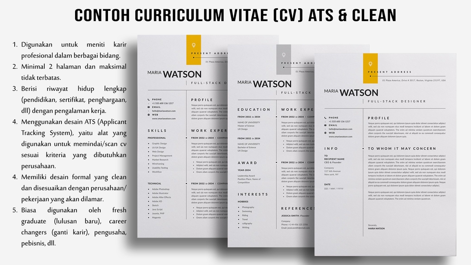 Portfolio & Resume - Desain CV, Cover Letter, & Resume (ATS dan Clean Design) | Indonesian & English - 3