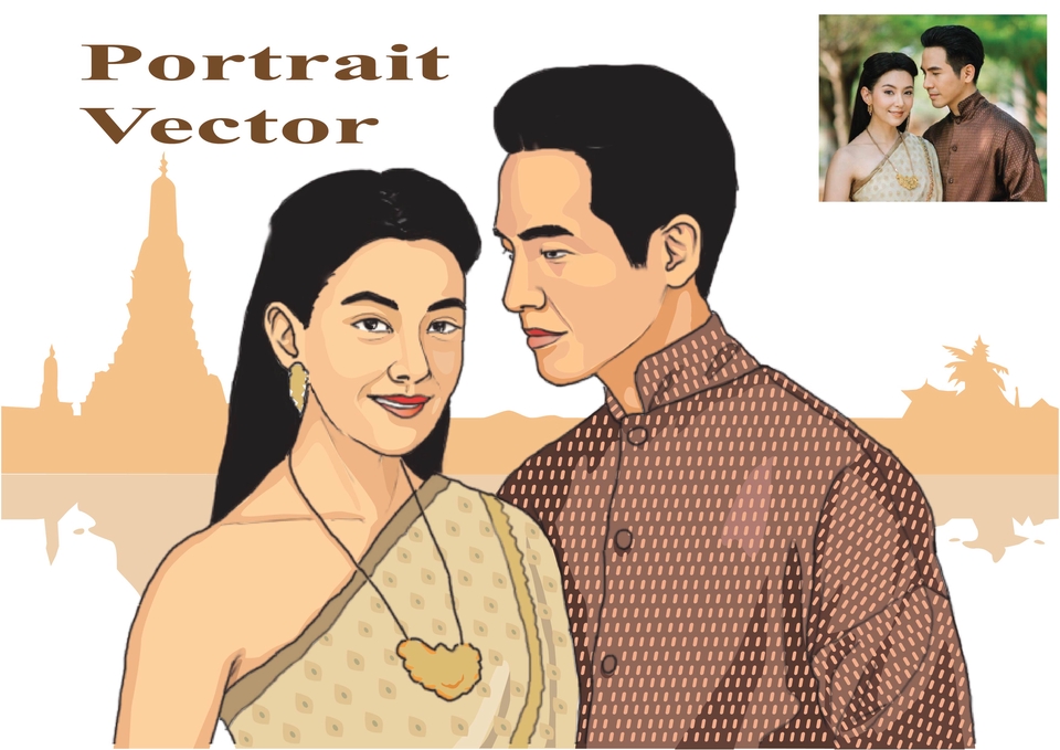 วาดภาพเหมือน Portrait - รับวาดภาพ Portrait แบบ illustrator Vector - 2