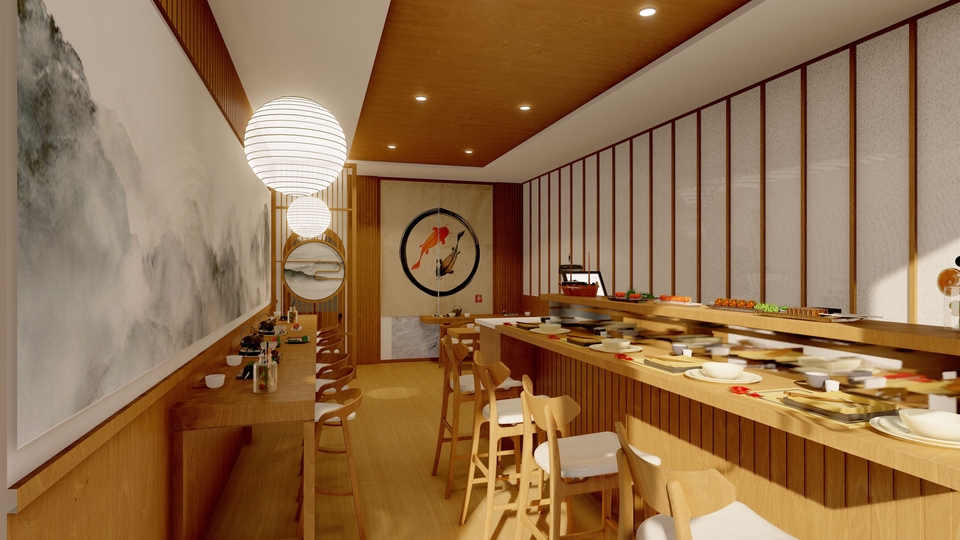 รับออกแบบตกแต่งภายในร้านอาหาร สไตล์ญี่ปุ่น ออกแบบร้านอาหาร