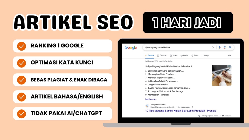 Penulisan Konten - Artikel SEO Murah 1 Hari Jadi (Artikel Bahasa/English) - 1