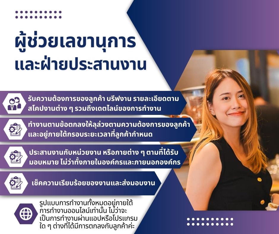 ผู้ช่วยส่วนตัว เลขานุการ เลขานุการส่วนตัว ผู้ช่วยส่วนตัวผู้บริหาร เลขาส่วนตัว จ้างผู้ช่วยส่วนตัว หาเลขาส่วนตัว หาเลขา