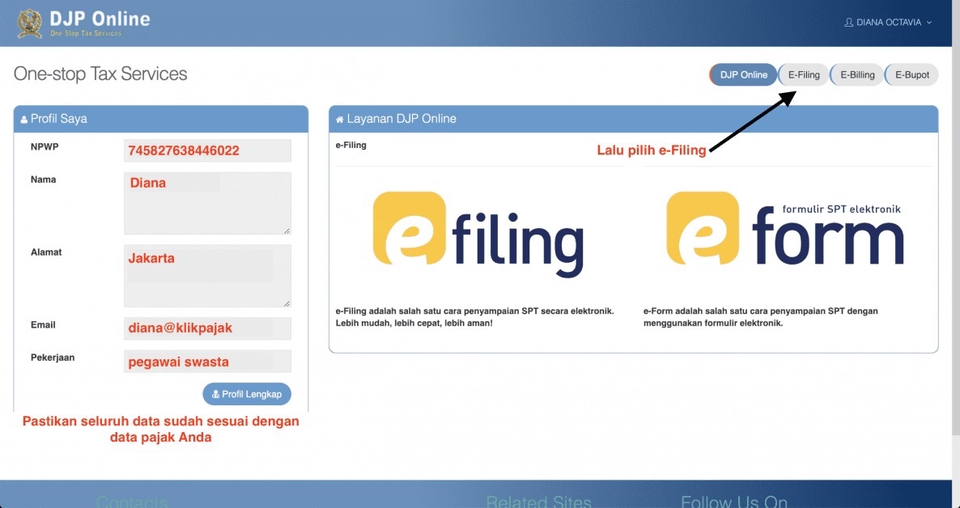 Jasa eFiling pajak online, layanan DJP Online, formulir SPT elektronik, e-Filing, e-Form, laporan keuangan, akuntansi, konsultan pajak, konsultasi pajak, penyusunan laporan keuangan, jasa pembukuan, financial consultant, konsultan keuangan.