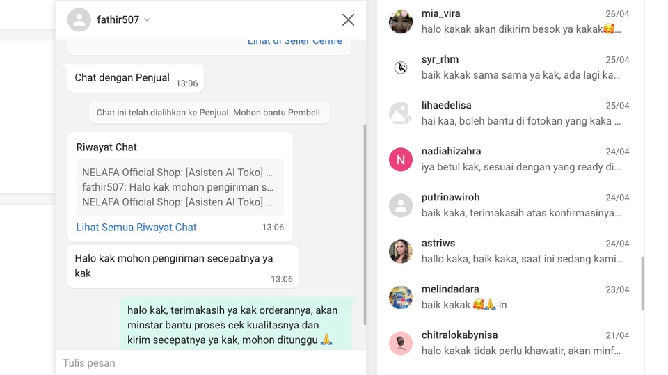 Jasa admin online shop, balas chat pelanggan, pengelolaan toko online, layanan customer service