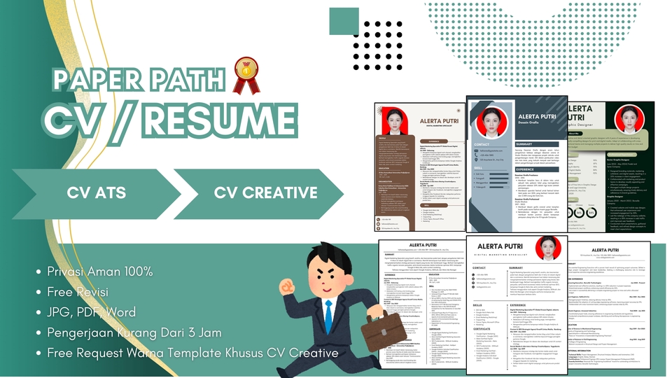 Jasa Desain CV (Curriculum Vitae) & Portofolio - PAKAR CV/RESUME ATS & CREATIVE + KALIMAT PROFESIONAL