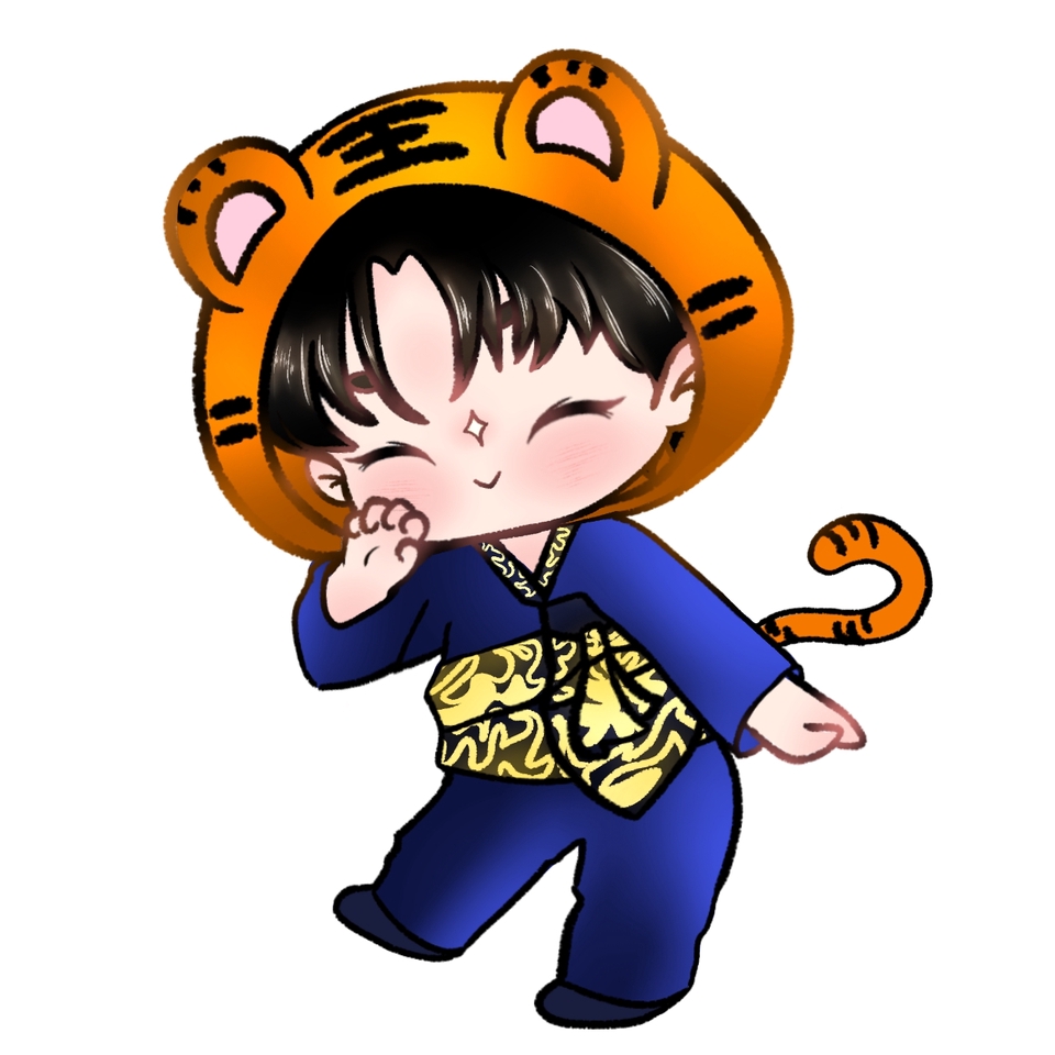 Jasa desain karakter kartun imut bertema harimau, desain maskot unik, karakter hewan lucu.  Cocok untuk game, VTuber, atau keperluan lainnya.