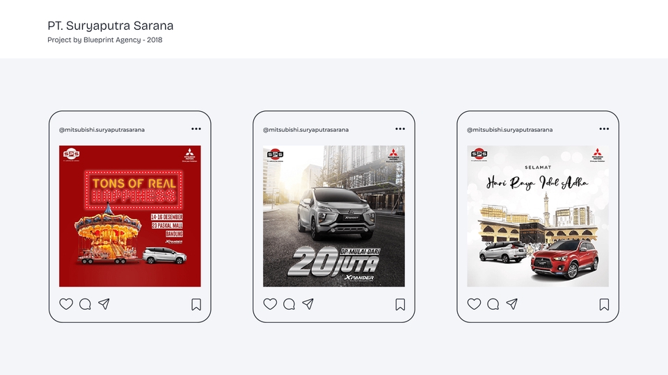 Jasa desain banner Instagram untuk promosi Mitsubishi Xpander dengan tema Lebaran dan promo spesial.