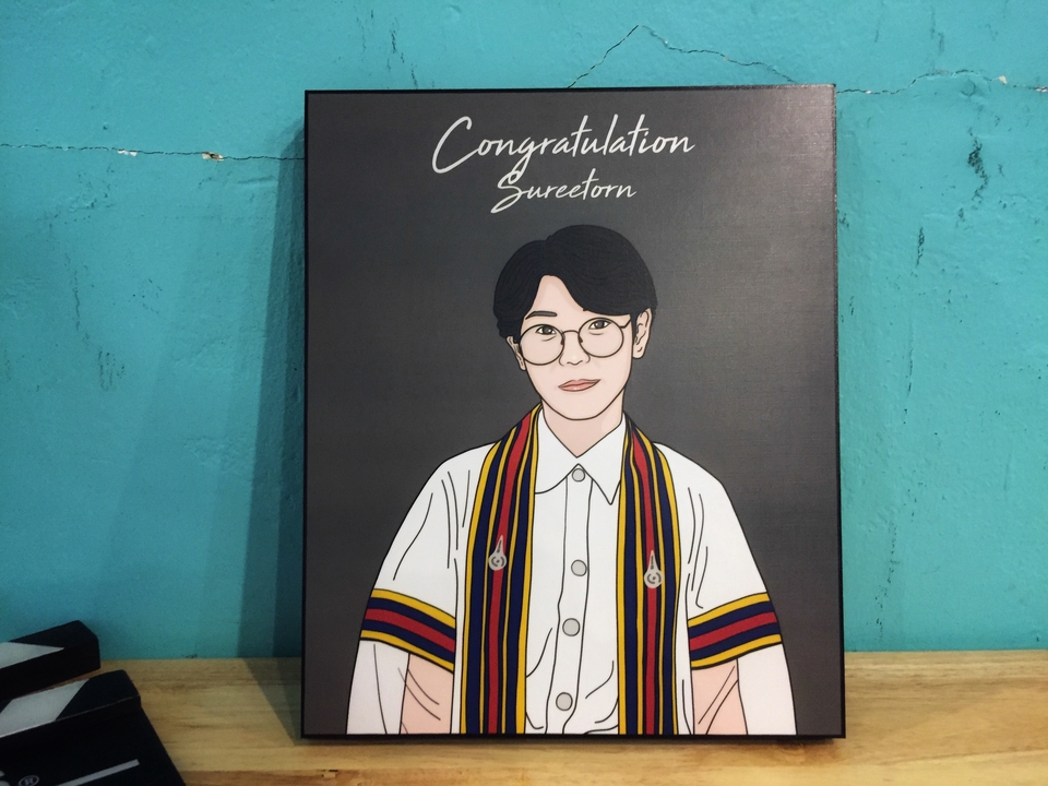 รับวาดภาพเหมือน การ์ตูน ภาพประกอบสีน้ำเงิน รูปคนชาย แต่งชุดครุย