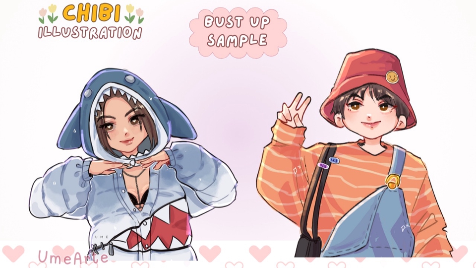 Ilustrasi karakter chibi dengan desain lucu untuk keperluan branding atau ilustrasi desain konten media sosial