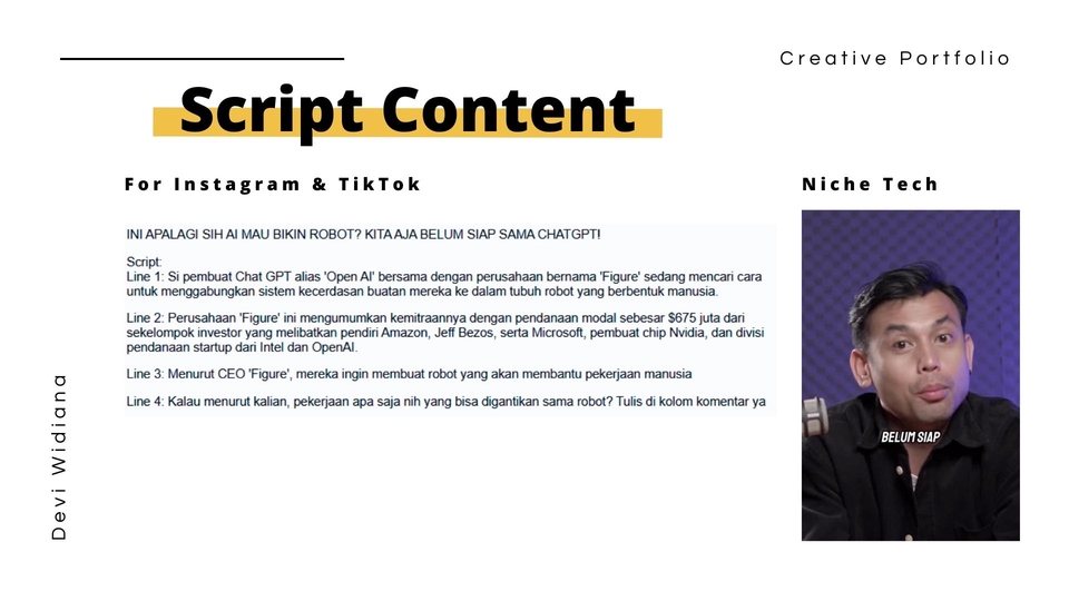 Jasa content writer profesional untuk instagram dan tiktok niche tech.