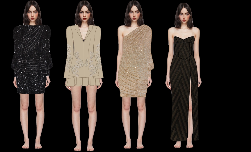 Jasa ilustrasi digital wanita cantik dengan gaya busana berbeda, gambar ilustrasi fashion wanita untuk desain konten media sosial.