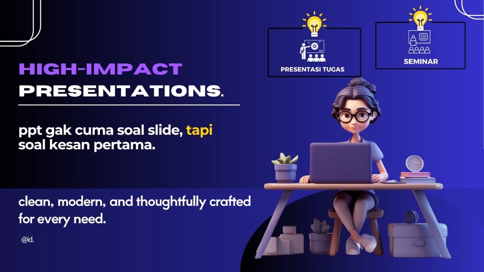 Jasa desain presentasi profesional, pembuatan powerpoint dan slide presentasi menarik untuk seminar atau tugas kuliah.  Desain ppt murah dan berkualitas.