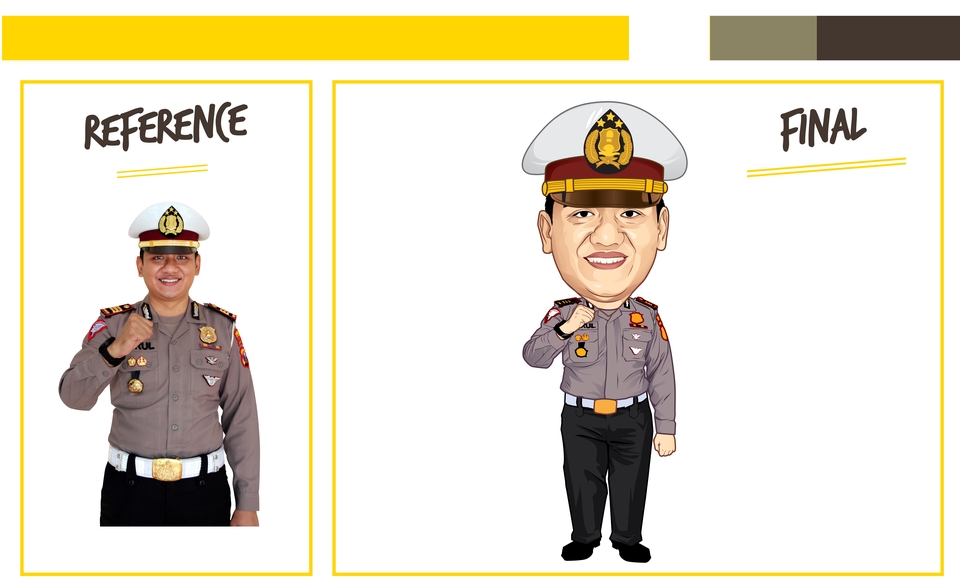 Jasa pembuatan karikatur gambar wajah polisi kartun untuk freelance desain vektor