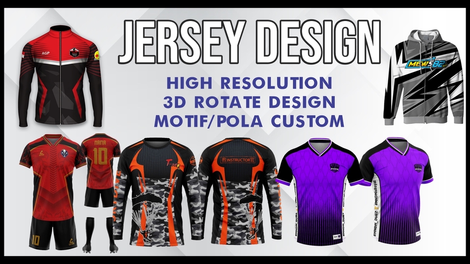 Jasa Desain Berbagai Jersey (Futsal / Bola, Basket, Sepeda, dll) - Desain Cetak Sublim