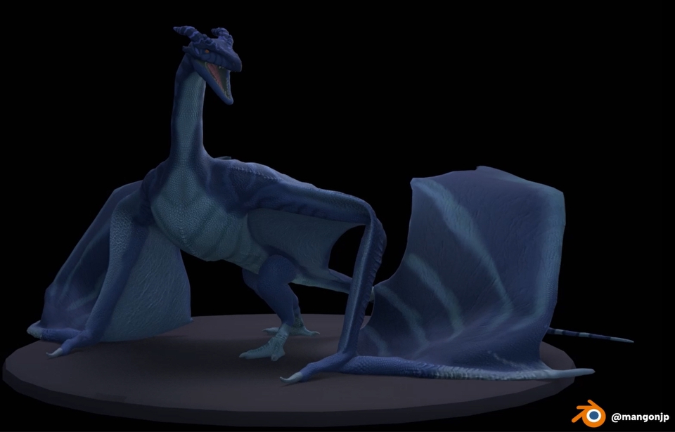 รับปั้นโมเดล3D มังกรสีน้ำเงิน โมเดล3มิติ แบบจำลอง3D งานออกแบบ3D