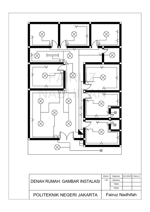 Jasa drafter autocad untuk denah rumah dengan detail ruangan dan instalasi.