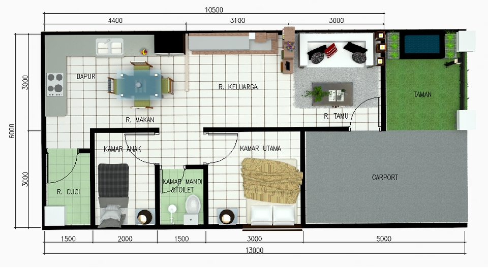 3D & Perspektif - Desain Rumah Tinggal, Office Dll Dalam Bentuk 3D - 1