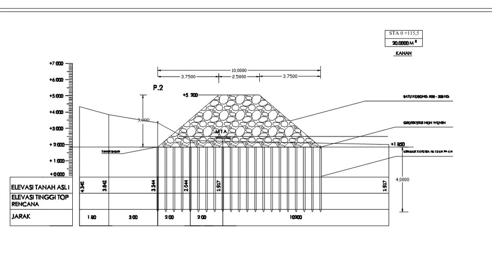 Jasa drafter autocad murah pembuatan gambar detail penahan tanah menggunakan software autocad