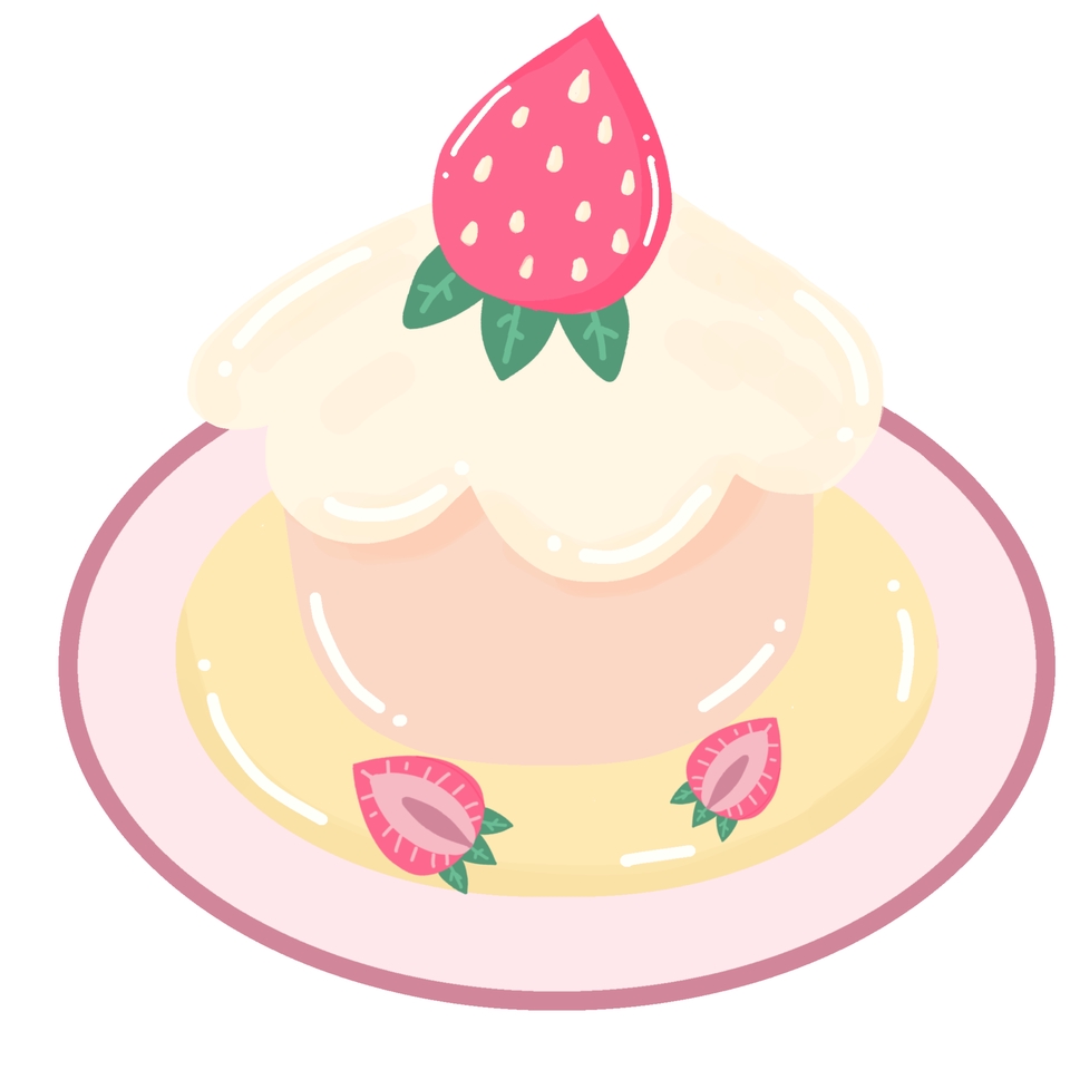 รับวาดรูปเค้กสตรอว์เบอร์รี่ วาดภาพประกอบอาหารหวาน
