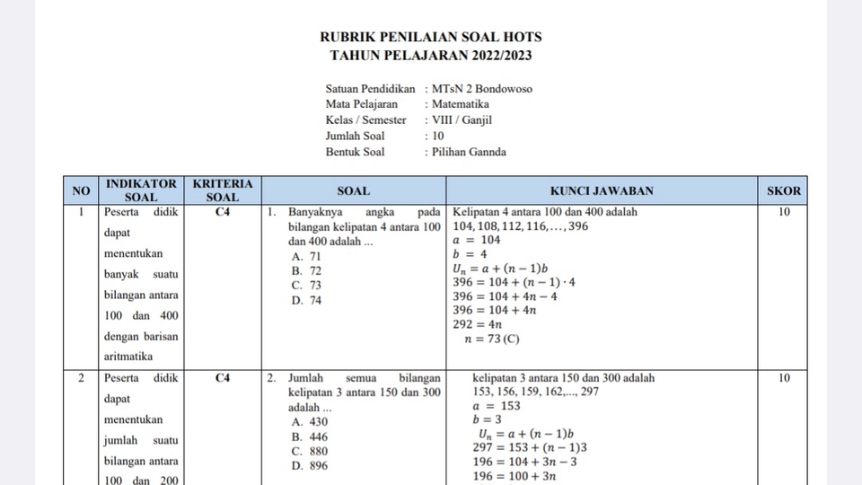 Jasa Lainnya - Jasa Pembuatan soal matematika SD, SMP, SMA - 3