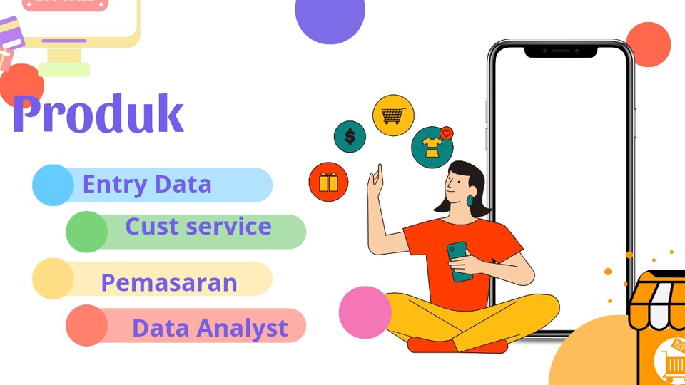 Jasa admin online shop dengan fitur entry data, customer service, pemasaran dan data analyst.