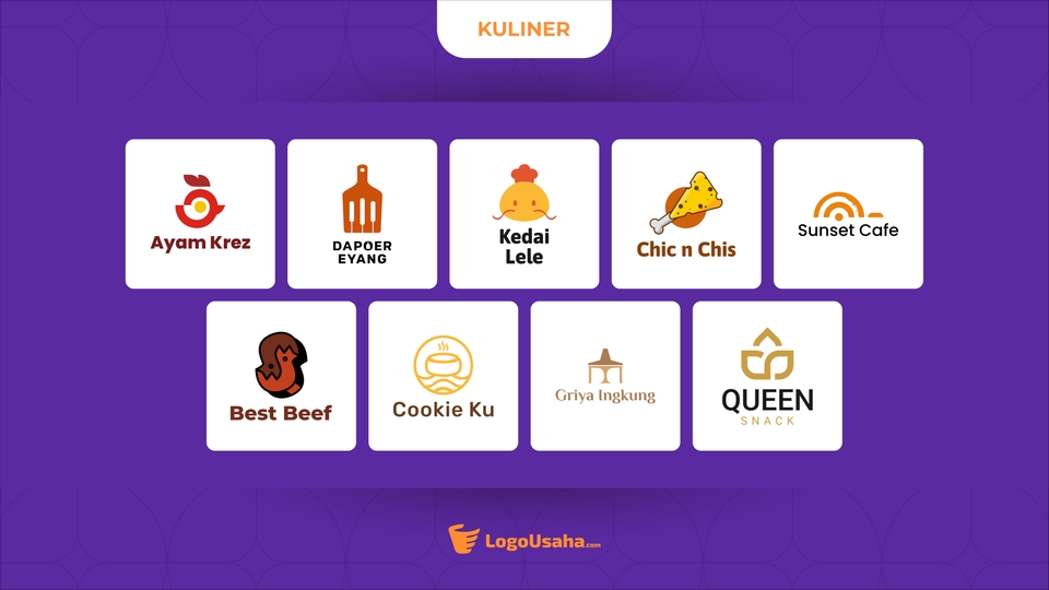 Jasa desain logo makanan untuk restoran, cafe, warung makan, dan usaha kuliner lainnya.