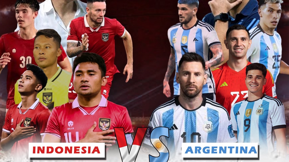 Desain spanduk pertandingan sepak bola Indonesia vs Argentina