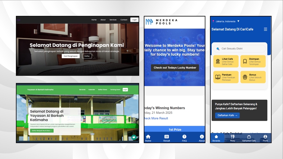 Jasa pembuatan website profesional dengan desain modern dan fitur lengkap, harga terjangkau, cocok untuk perusahaan, toko online, atau blog.