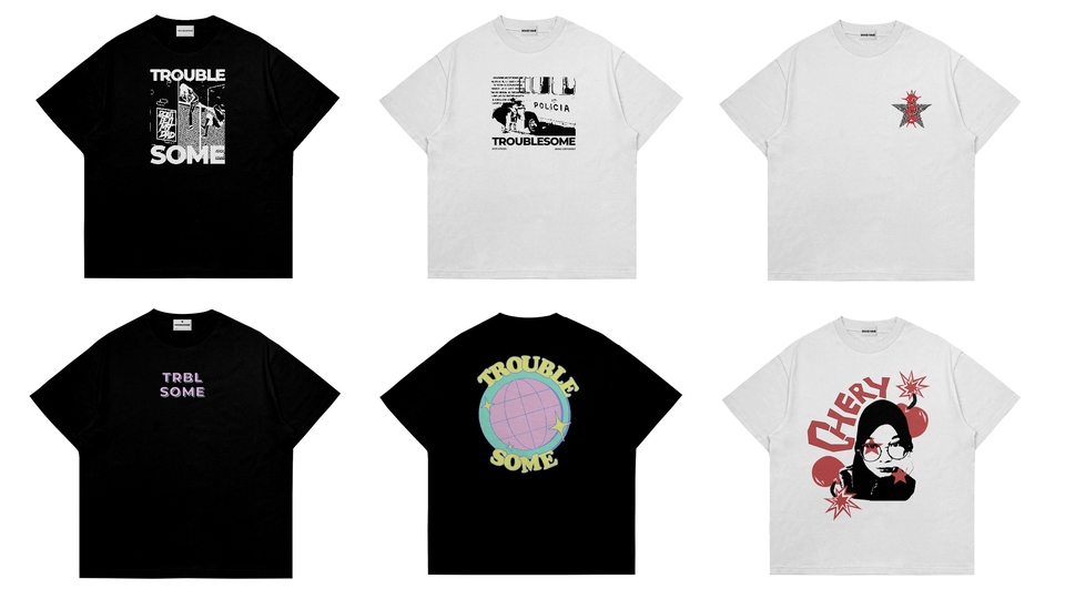 Desain kaos distro dengan berbagai desain dan warna untuk pria dan wanita, cocok untuk keperluan branding dan custom.