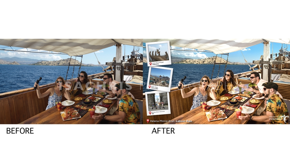 Photo Editing Warna Touch Up Ganti Background Simple Compositing