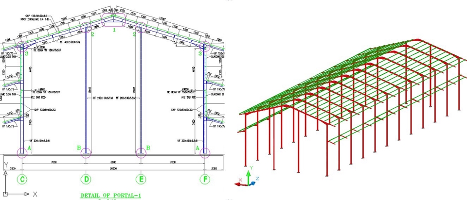 Jasa drafter autocad murah untuk desain struktur rangka baja bangunan