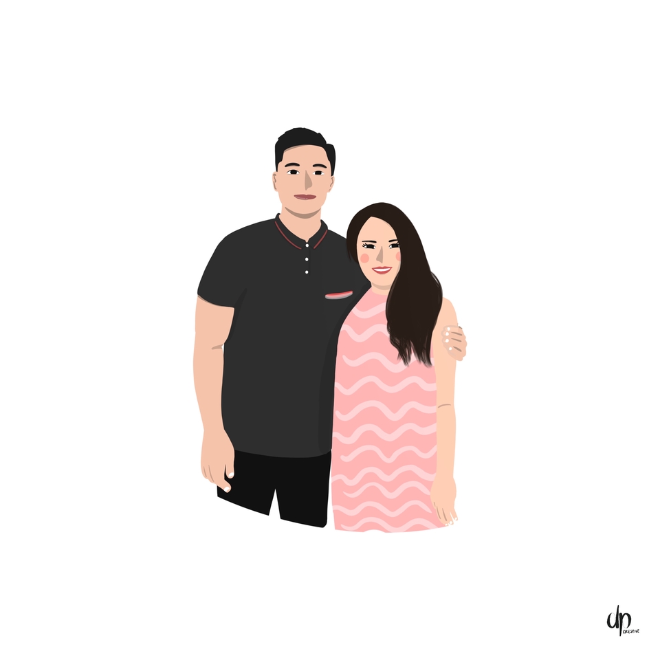 Gambar Potret - Ilustrasi Foto/Karakter (Photo/Character Illustration) - Half Body (Couple) - 3