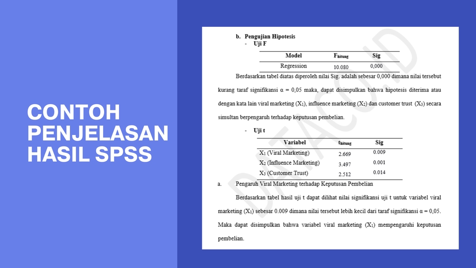 Contoh analisis data spss pengaruh viral marketing terhadap keputusan pembelian.  Jasa olah data spss, jasa statistik.