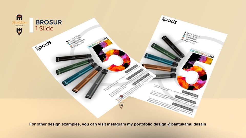 Desain Brosur Makanan dengan lima warna yang unik untuk meningkatkan penjualan bisnis kuliner Anda.