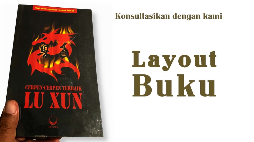 Desain cover buku, desain cover buku keren, desain buku, cover buku, layout buku, lu xun, jasa desain cover buku