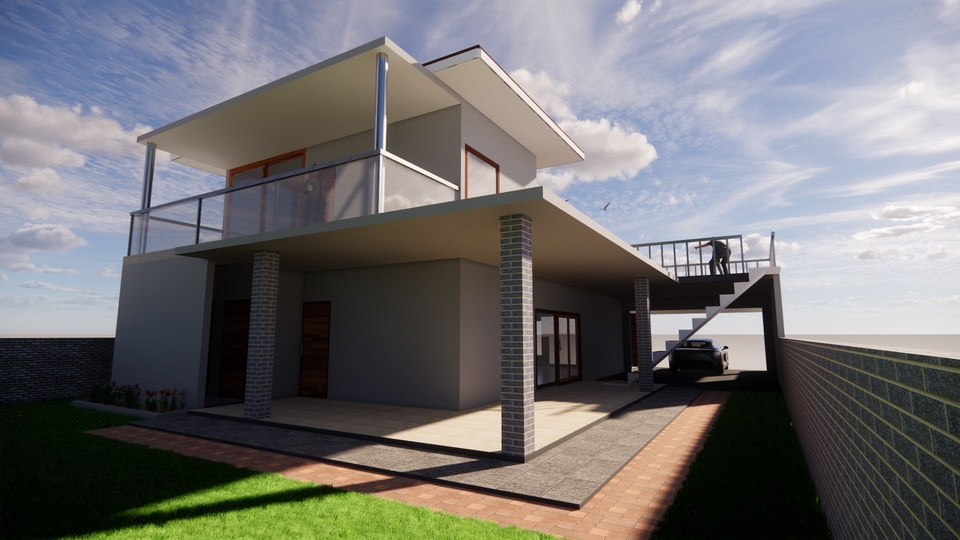 Jasa desain rumah minimalis modern dengan 3D render