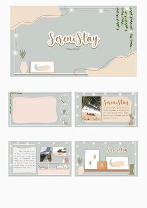 Desain slide presentasi dengan tema liburan pantai, cocok untuk kebutuhan presentasi bisnis.