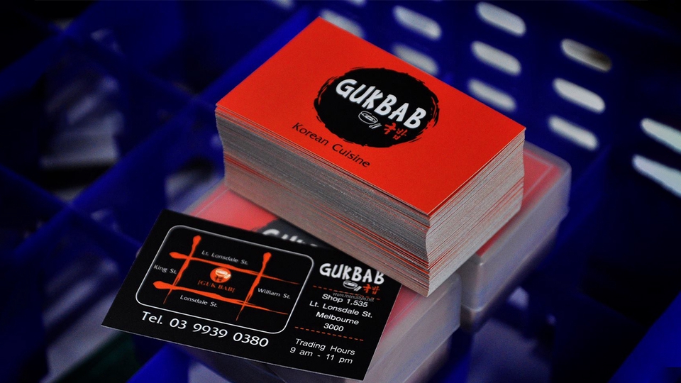 ออกแบบนามบัตรร้านอาหารเกาหลี กุกบับ บริการออกแบบสื่อสิ่งพิมพ์คุณภาพสูง