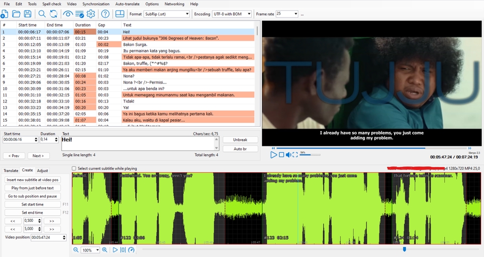 Jasa Pembuatan Subtitle Video Bahasa Inggris untuk Film dengan software subtitle professional