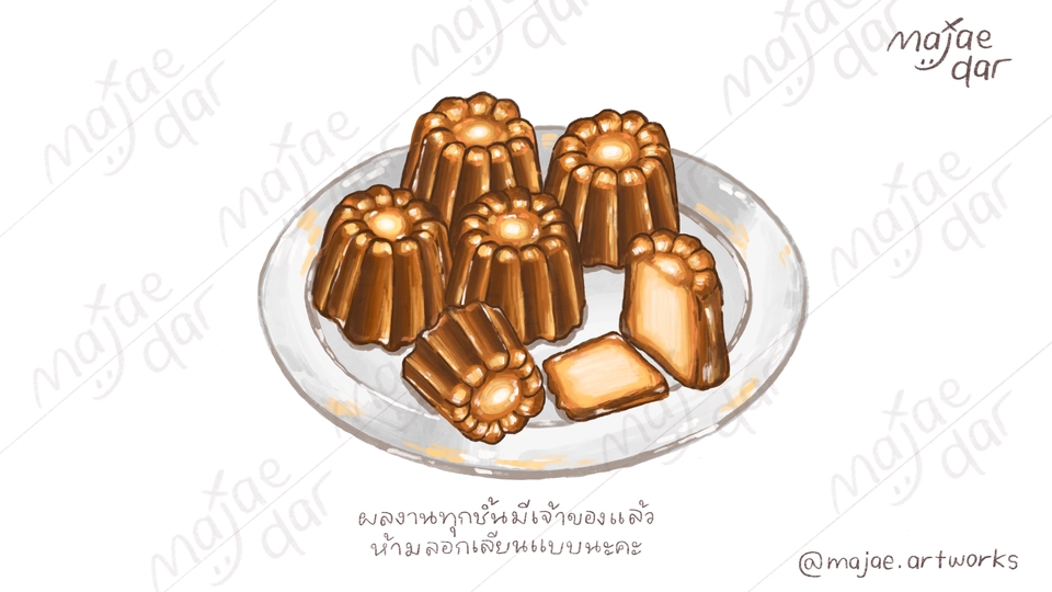 รับวาดภาพประกอบขนมหวาน ขนมปัง ภาพวาดดิจิตอล