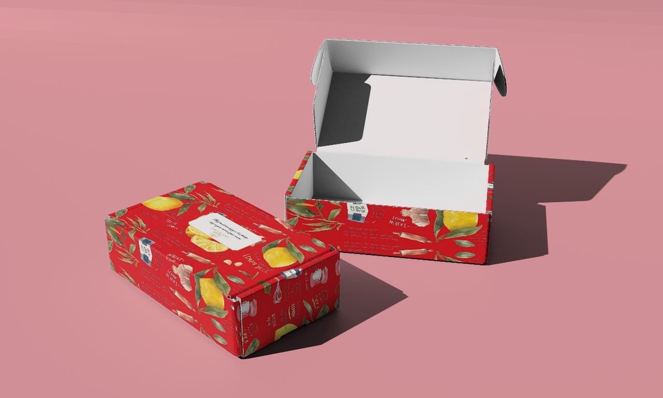 Desain kemasan produk unik dan menarik dengan tema buah lemon cocok untuk jasa desain packaging makanan dan minuman. Jasa desain kemasan online harga terjangkau.