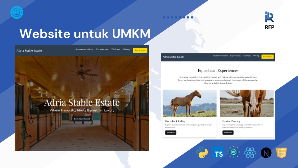 Jasa pembuatan website profesional dan modern untuk UKM, dilengkapi dengan fitur lengkap seperti website ecommerce dan blog.