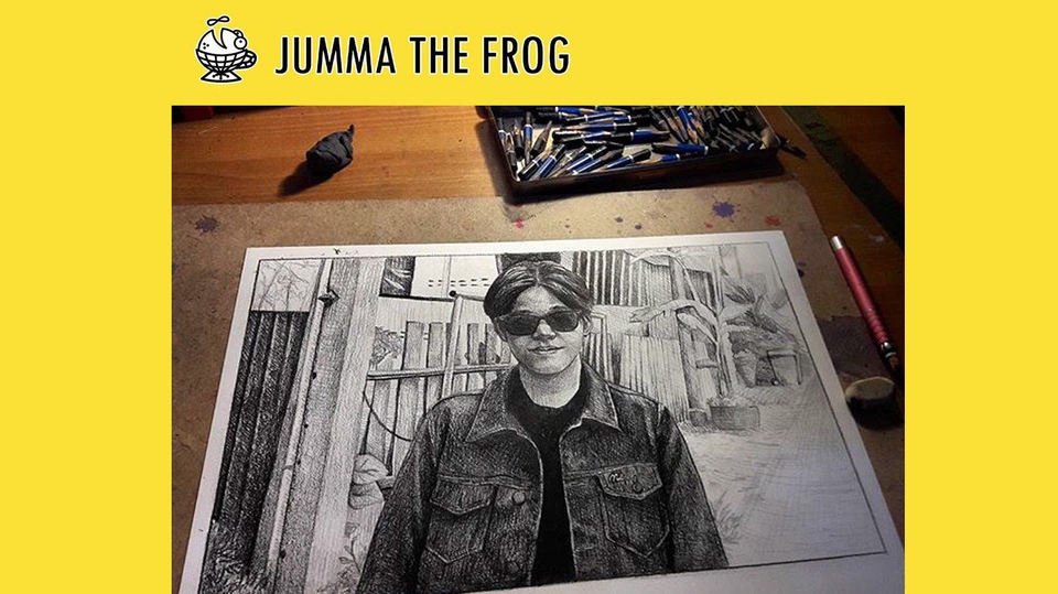 รับวาดภาพเหมือน การ์ตูน ภาพเหมือนคน ชาย ใส่แว่นตา