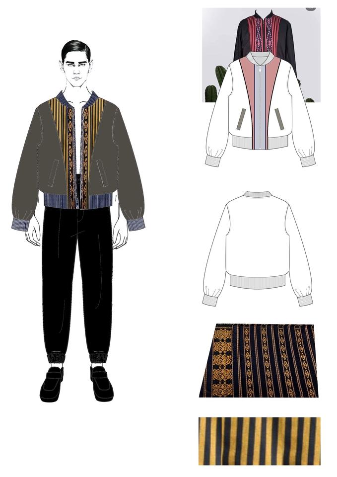 Desain kaos pria dengan motif batik dan lengan panjang, jasa desain kaos distro