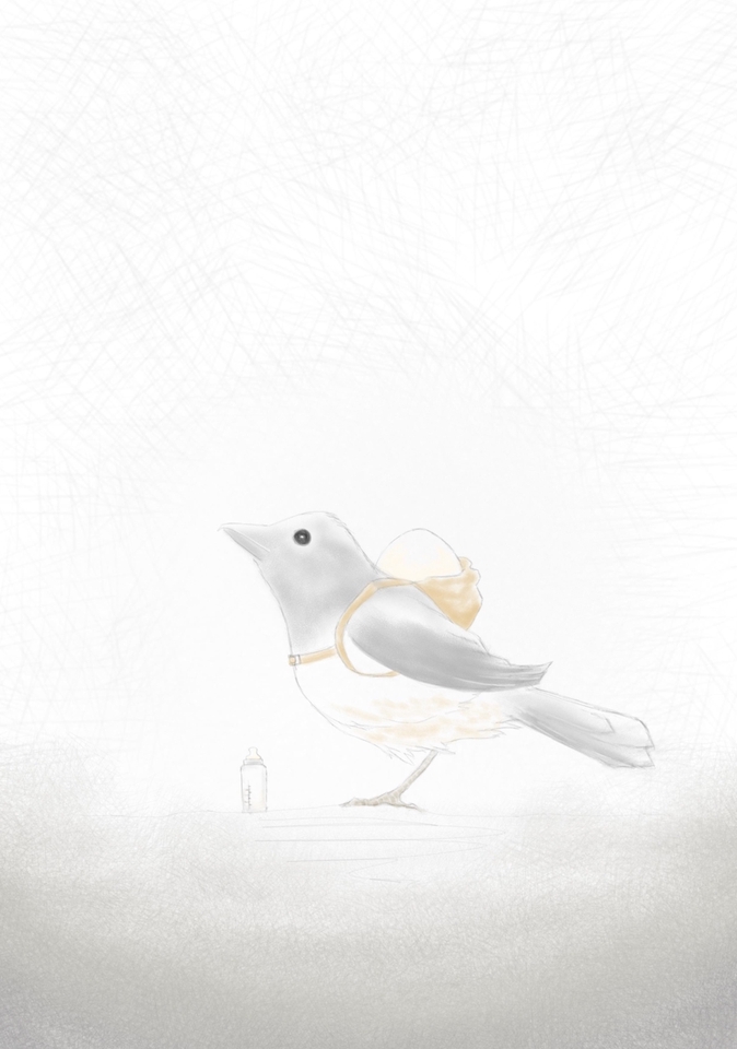 วาดภาพประกอบนิทานนกแบกไข่  ภาพดิจิตอลเพ้นท์