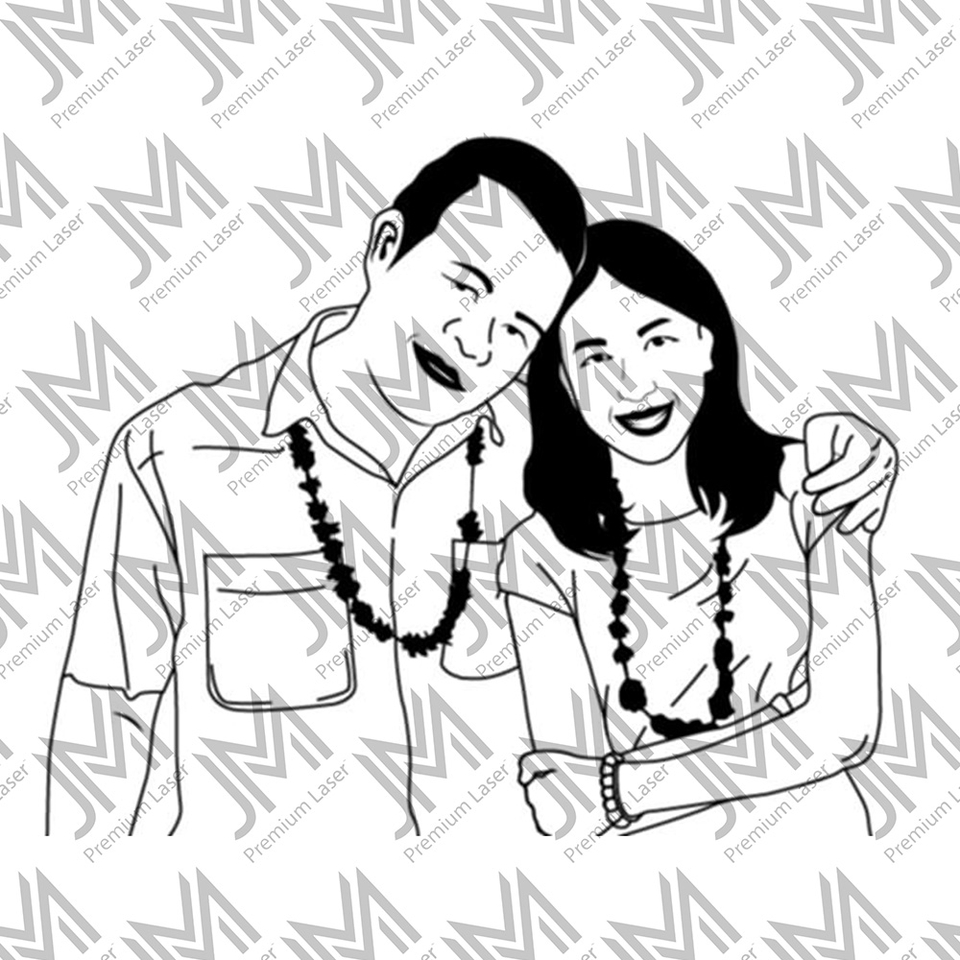 ภาพวาดเวกเตอร์ ของชายหญิงคู่รัก ยิ้มแย้ม หัวเราะ ร่าเริง vector-illustration