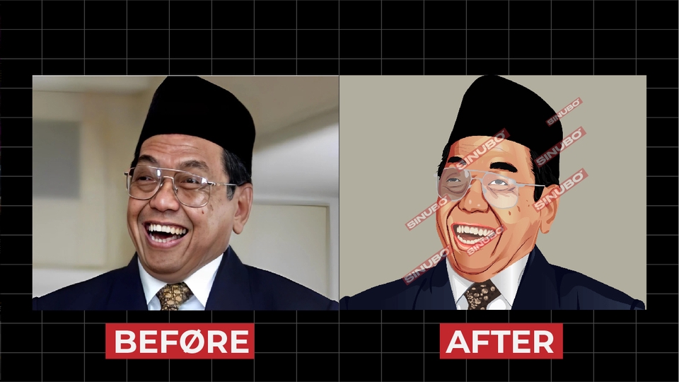 Jasa karikatur desain vektor wajah - gambar karikatur pria dengan gaya kartun, ilustrasi digital warna.